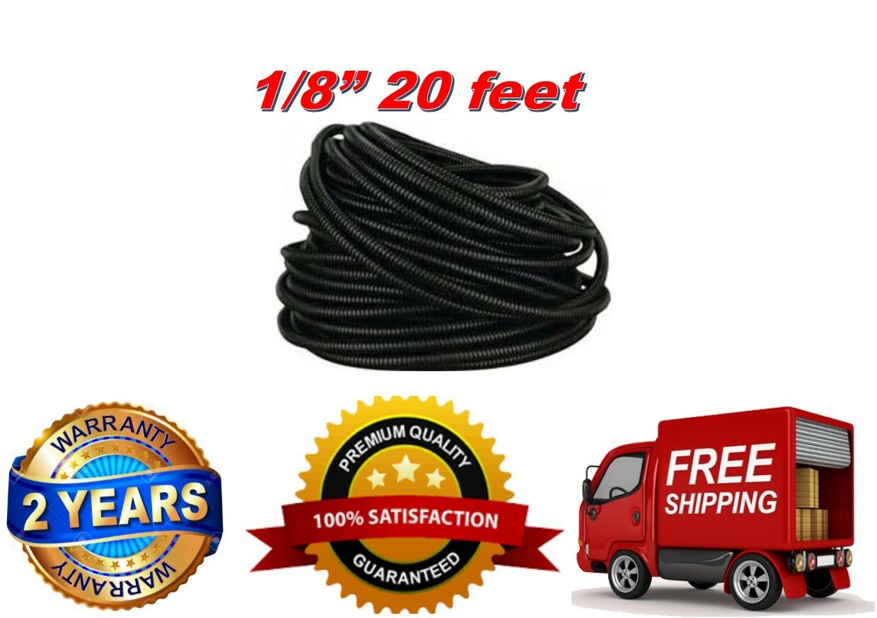 American Terminal SL18 High Quality 20' Feet 1/8' Split Loom Wire Tubing Black Conduit Corrugated Plastic Tubing Sleeve
