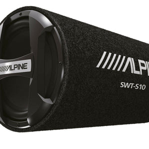 alpine-10-inch-subwoofer-with-enclosure-tube-style