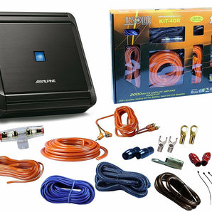 Alpine S2-A60M Monoblock 600 Watts Class-D Amplifier + 4 Gauge Amp Kit
