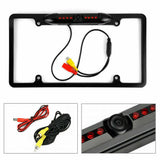 Cache Night Vision Car License Plate Rearview Black Camera with cables and LED lights for enhanced visibility.