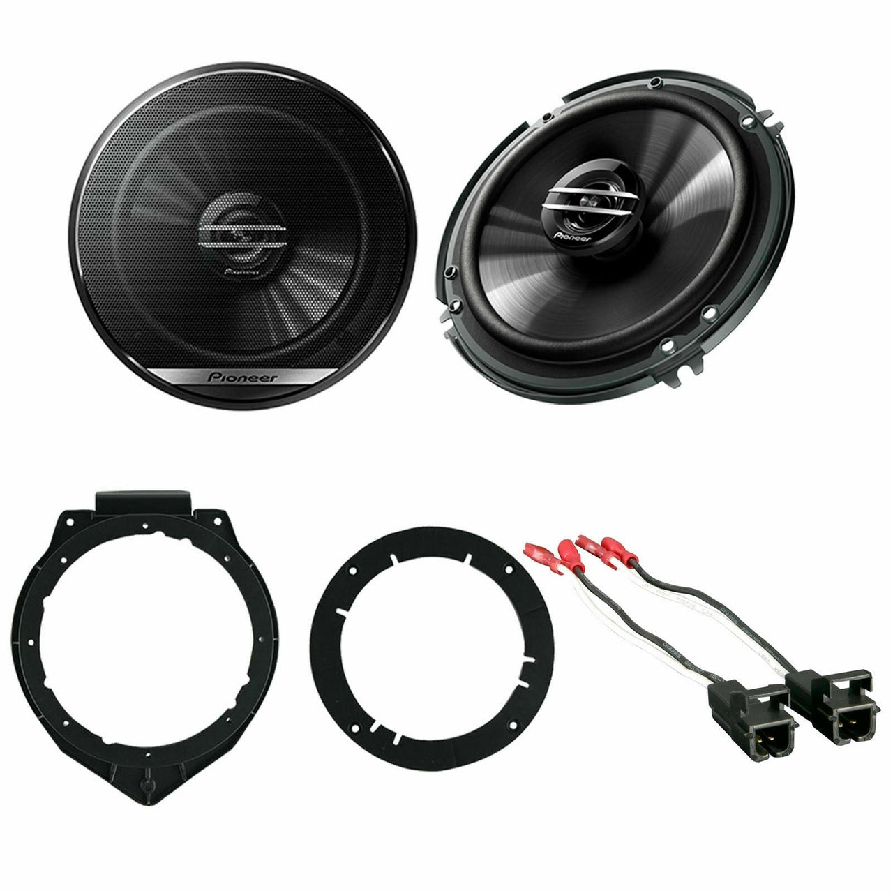 6.5" Car audio Stereo Speakers with Door Mounting Brackets & Wire Harness