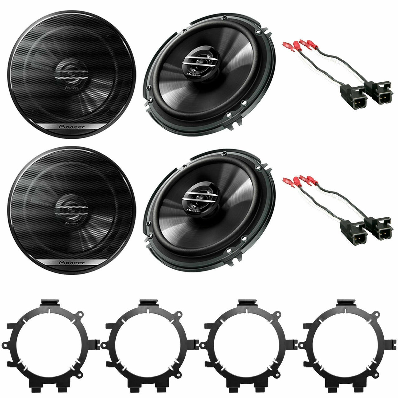 Pioneer 6.5" Car Audio Stereo Front & Rear Speakers W/Mounting Bracket & Harness