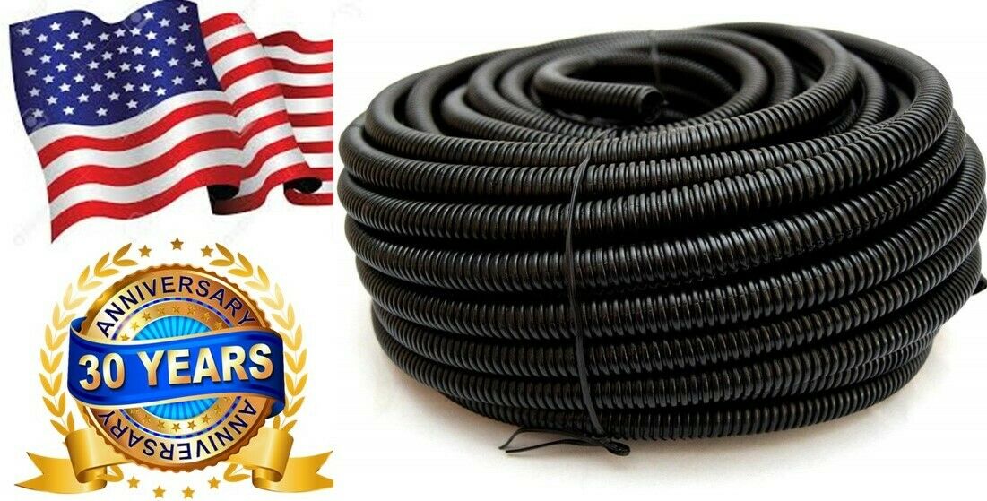 Absolute 100 Feet 1/2" Black Split Loom Conduit Polyethylene Wire Tubing Cable