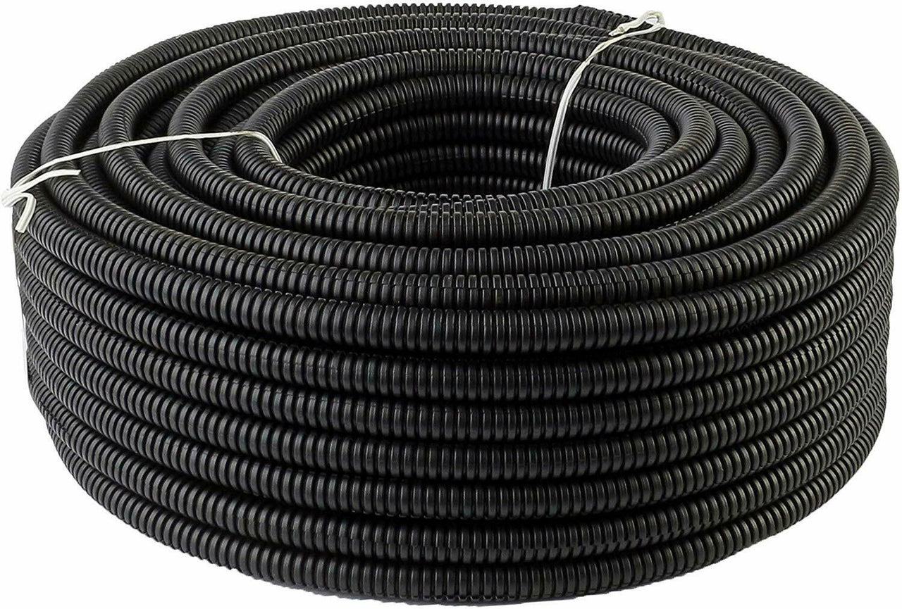 Patron 50 Feet Black 1/2" Split Loom Split Wire Loom Conduit Corrugated Plastic Tubing Sleeve for Various Automotive, Home, Marine, Industrial Wiring Applications, Etc.