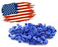 Thumbnail for American Terminal  SPL1614B 100pcs Lock Quick Splice Wire Terminals Snap Lock Blue 16-14 AWG