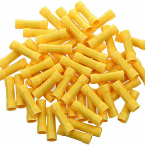 Absolute BCV1210Y 50 pcs crimp terminals connectors in yellow color, ideal for 12-10 gauge AWG wiring.