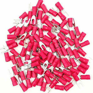 American Terminal E-SR8-300 300PCS 18-22AWG #8 Red Insulated Fork Spade Wire Connector Electrical Crimp Terminal