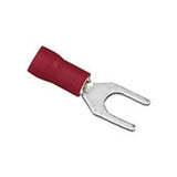 Red spade terminals connector for 18-22 gauge wires, suitable for electrical insulation and secure connections.