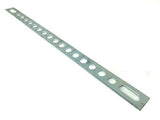 10.5" metal mounting back strap for stereo door secure bracket applications with multiple holes for easy installation.