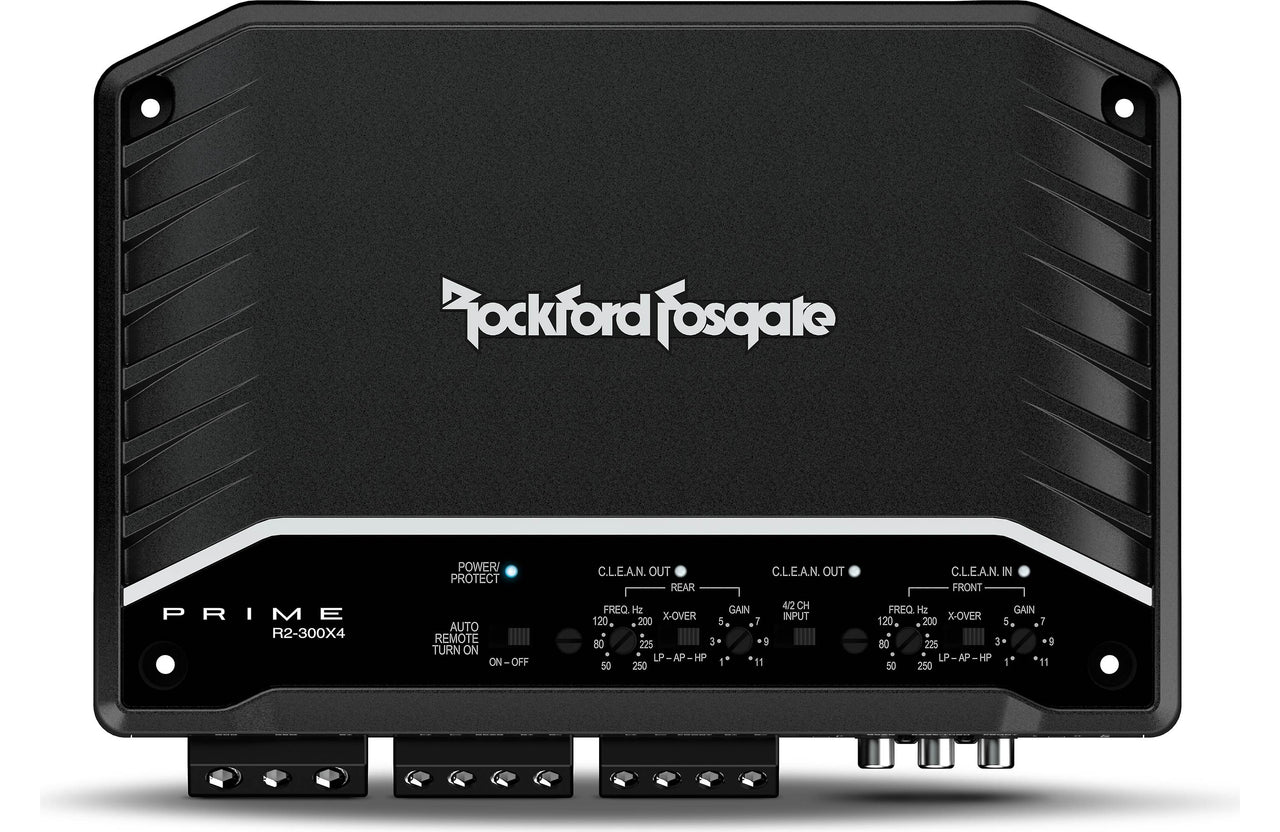 R2-300X4 Rockford Fosgate Prime 300W 4-Channel Class D Amplifier + 4-Ch Amp Kit