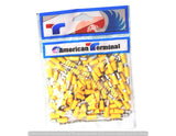 solderless crimp bullet plug connector in yellow nylon for 10/12 gauge wiring.
