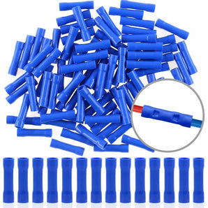 100pcs blue butt insulated splice terminals electrical crimp connectors for secure wire connections