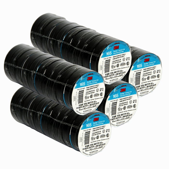50 3M 1700 165 Temflex Insulated Vinyl Black Electrical Tape 3/4" x 60' FT