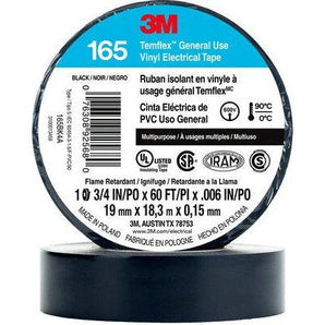 3M Temflex 1700/165 General Use Vinyl Electrical Tape 6' Length x 3/4" Width Black