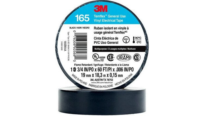 3M Temflex 1700 General Use Vinyl Electrical Tape, 0 to 80 Degree C, 36 yds Length x 3/4" Width, Black