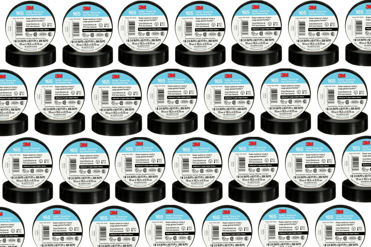 25 3M 1700 / 165 Temflex Insulated Vinyl Black Electrical Tape 3/4" x 60' FT