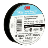 3M Temflex 165 vinyl electrical tape, 60ft roll, black, essential for insulation and protection in electrical applications.
