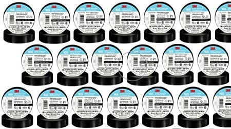 20pc 3M Electrical Tape Temflex 60ft Rolls | 20-Pack Professional Vinyl Tape 60 Feet per Roll