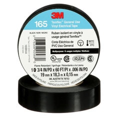 3M Temflex 165 vinyl electrical tape, 60ft roll, black, essential for insulation and protection in electrical applications.