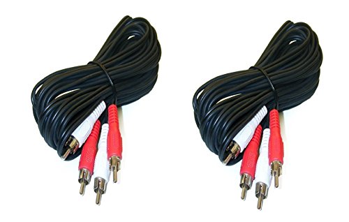 2 Pack, 12 Feet 2 RCA Male to Male Audio Cable (2 White/2 Red Connectors)