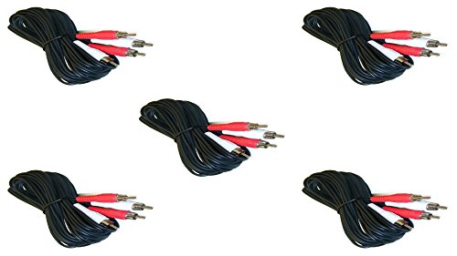 5 pack, 12 Feet 2 RCA Male to Male Audio Cable (2 White/2 Red Connectors)