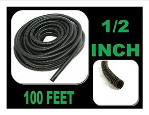 American Terminal 100 FT 1/2" INCH Split Loom Tubing Wire Conduit Hose Cover Auto Home Marine Black