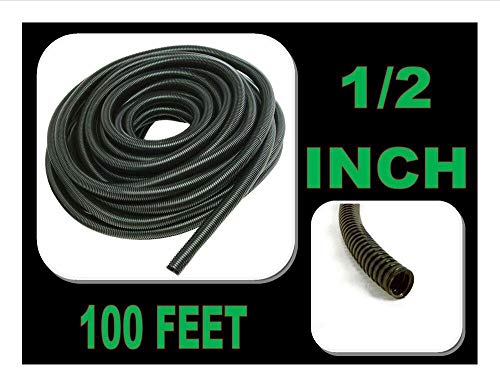 1/2" Stereo Tubing Wire Cover Black Split Loom Flexible Good Quality - (100' Ft)