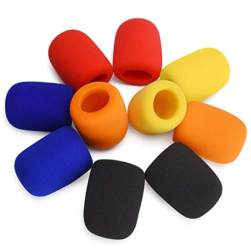 10 Pack Colorful Microphone Cover Handheld Stage Microphone Windscreen Sponge Cover Suitable for Karaoke DJ, Dance Ball, Conference Room, News Interviews, Stage Performance (5 Color)