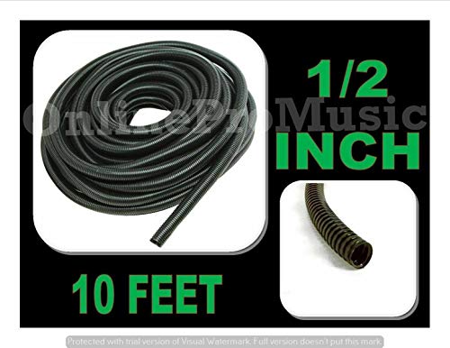 Absolute 1/2" 10 Feet Stereo Tubing Wire Cover Black Split Loom Flexible