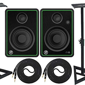 Mackie CR4-X Pair Multimedia Studio Monitors Adjustable Stable Stands 2 Cable Set