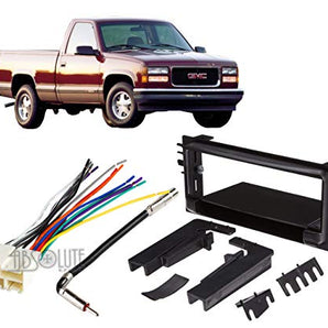 Absolute USA ABS99-4000 Fits GMC Sierra 95-98 Single DIN Aftermarket Stereo Harness Radio Install Dash Kit