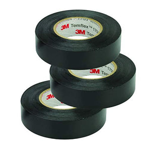 3M Temflex Vinyl Electrical Tape 165, 3/4 in x 60 ft, black roll for electrical insulation.