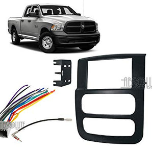 Absolute ABS95-6522B Fits Dodge Ram Pickup 1500 2002-2005 Double DIN Stereo Harness Radio Install Dash Kit