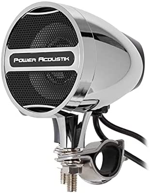 Power Acoustik MCS-22C 3″ Handlebar Mounted Amplified System – Wirelessly Connect Bluetooth Audio & USB Input – Chrome Finish