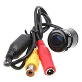 Absolute CAM870 night vision backup camera with connecting cables for easy installation.
