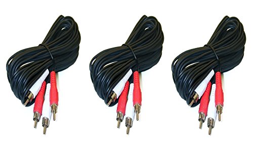 3 pack, 12 Feet 2 RCA Male to Male Audio Cable (2 White/2 Red Connectors)