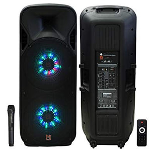 Mr. Dj LETS JUMP 3-Way dual 15â€ portable Active full range speaker, 5000 Watts P.M.P.O
