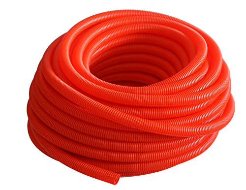 Absolute USA SLT14RD 1/4-Inch x 100-Feet Red Split Loom Split Wire Loom Polyethylene Conduit Corrugated Plastic Tubing Sleeve for Various Automotive, Home, Marine, Industrial Wiring Applications, Etc.