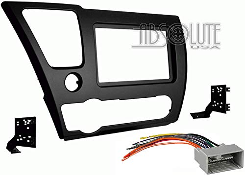 Absolute ABS95-7882B Bundle for Honda Civic 2013 2014 Double DIN Stereo Harness Radio Install Dash Kit Package