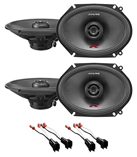 Alpine R-S68 6x8" Front+ Rear Factory Speaker Replacement+Harness For 07 Ford Mustang
