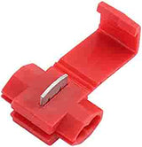 MR DJ red splice wire terminals for 18-22 AWG, quick locking auto-tap connectors for easy wire splicing.