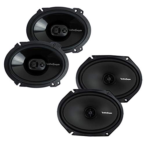 Rockford Fosgate P1683 6x8 Inch 130 Watt 3 Way Speakers (2 Pack) R168X2 6x8 Inch 110 Watt Prime 2 Way Speakers (2 Pack)