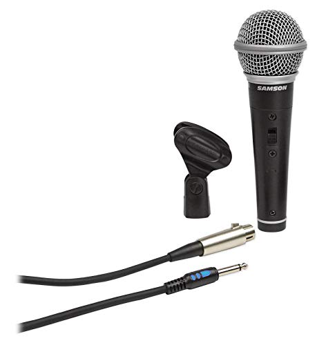 (6) Samson R21S Dynamic Handheld Microphones+Mic Clips+Cables+3.5mm adapters
