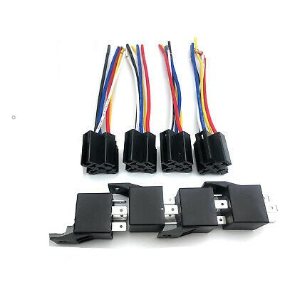 4 Absolute USA 12V 30/40 Amp SPDT Automotive Marine Bosch / Tyco Style 5 Pin Relay with Wires & Harness Socket