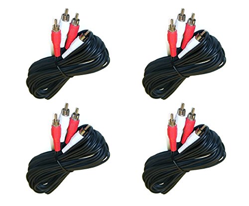 4 pack, 12 Feet 2 RCA Male to Male Audio Cable (2 White/2 Red Connectors)