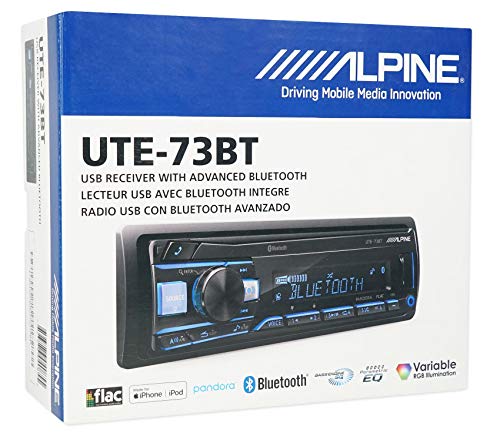 ALPINE UTE-73BT Digital Media Advanced Bluetooth Car Stereo Receiver +Metra 99-6501 1974-2003 Chrysler/DodgeJeep In-dash Radio Install Mulit-Kit