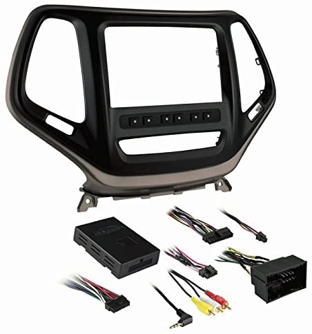 Metra 99-6526BZ & 40-EU50 Compatible with Jeep Cherokee 2014 2015 2016 2017 2018 Double DIN Stereo Harness Radio Install Dash Kit Bronze & antenna Adapter