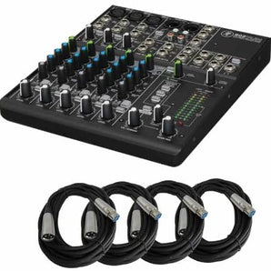 Mackie 802VLZ4 8CH Mixer Preamps & 4 MR DJ 20 Feet XLR Cables Bundle