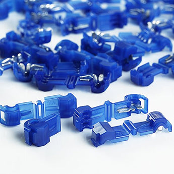 100 pieces of blue 3M 952 T-TAP quick disconnect wire connector for 16-14 gauge terminals.