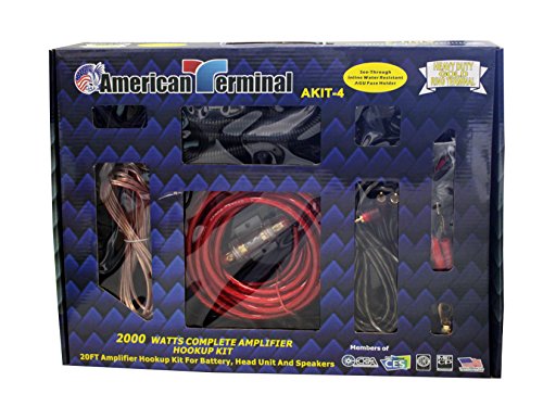 American Terminal AKIT-4 4 Gauge 2000W P.M.P.O Complete Amplifier Hookup Kit